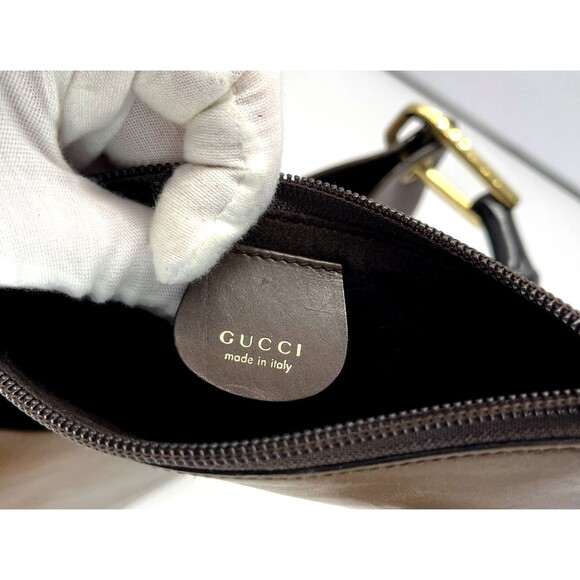 GUCCI authentic Leather Handbag W Wallet brown Bamboo handle Gold accents Italy - Picture 2 of 16